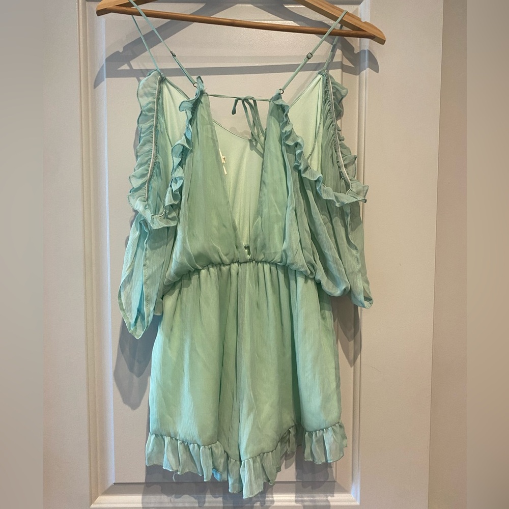 Pastel Green Romper with Ruffle Details